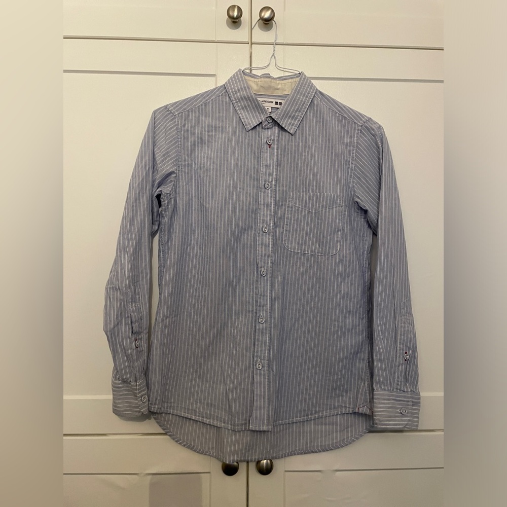 Uniqlo IDLF COLLECTION BLUE PINSTRIPE SHIRT